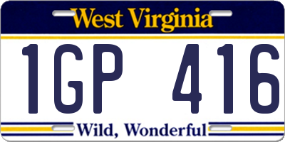 WV license plate 1GP416