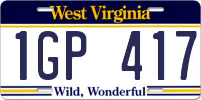 WV license plate 1GP417