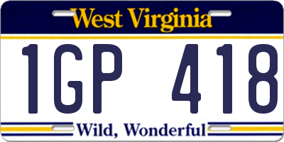 WV license plate 1GP418