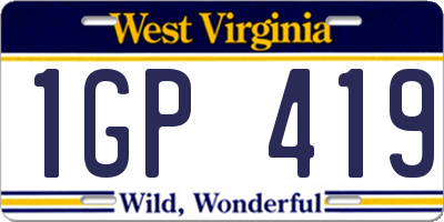 WV license plate 1GP419