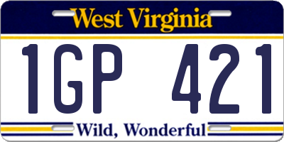 WV license plate 1GP421