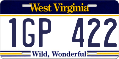WV license plate 1GP422