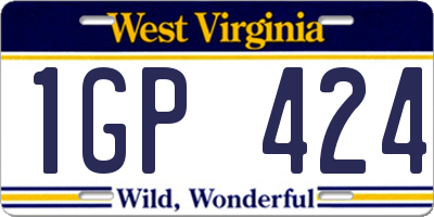WV license plate 1GP424