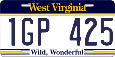 WV license plate 1GP425
