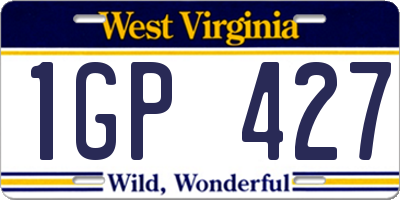 WV license plate 1GP427