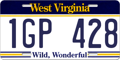 WV license plate 1GP428