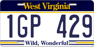 WV license plate 1GP429