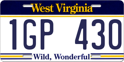 WV license plate 1GP430