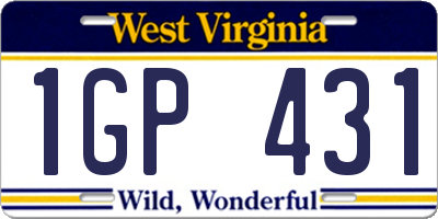 WV license plate 1GP431