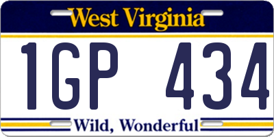 WV license plate 1GP434