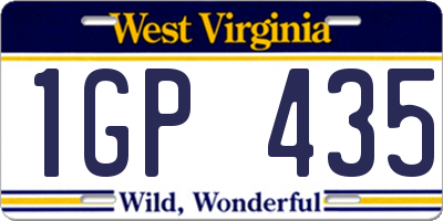 WV license plate 1GP435