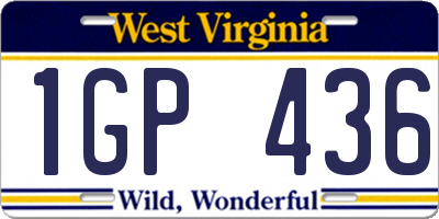 WV license plate 1GP436