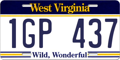 WV license plate 1GP437