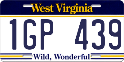 WV license plate 1GP439