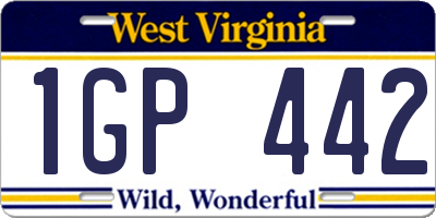 WV license plate 1GP442