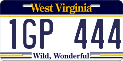 WV license plate 1GP444