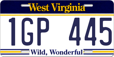 WV license plate 1GP445