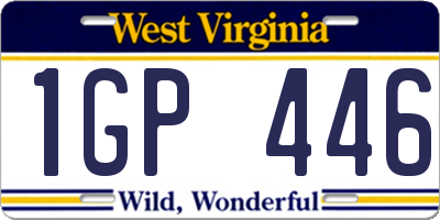 WV license plate 1GP446