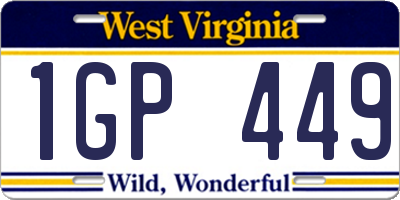 WV license plate 1GP449