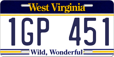 WV license plate 1GP451
