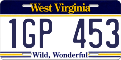 WV license plate 1GP453
