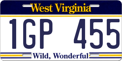 WV license plate 1GP455