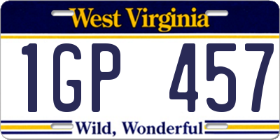 WV license plate 1GP457