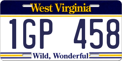 WV license plate 1GP458