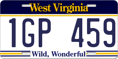 WV license plate 1GP459