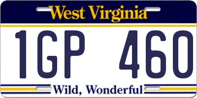WV license plate 1GP460