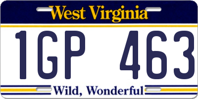 WV license plate 1GP463