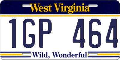 WV license plate 1GP464