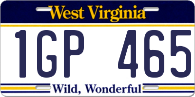 WV license plate 1GP465