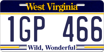 WV license plate 1GP466