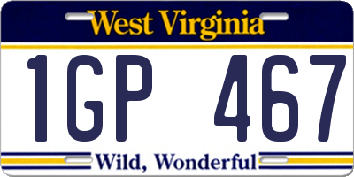 WV license plate 1GP467