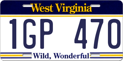 WV license plate 1GP470