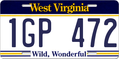 WV license plate 1GP472