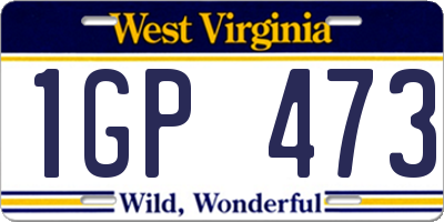 WV license plate 1GP473