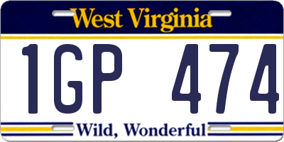 WV license plate 1GP474