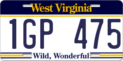 WV license plate 1GP475