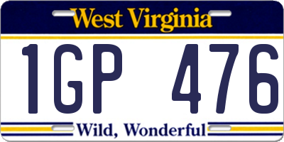 WV license plate 1GP476