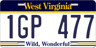 WV license plate 1GP477