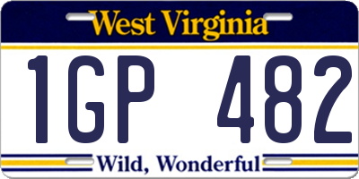 WV license plate 1GP482