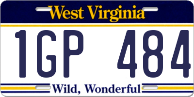 WV license plate 1GP484