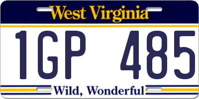 WV license plate 1GP485