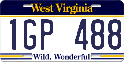 WV license plate 1GP488