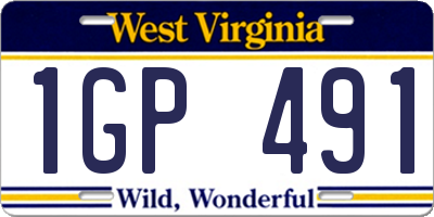 WV license plate 1GP491