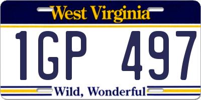 WV license plate 1GP497