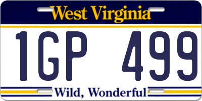 WV license plate 1GP499