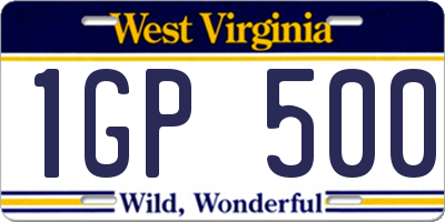 WV license plate 1GP500